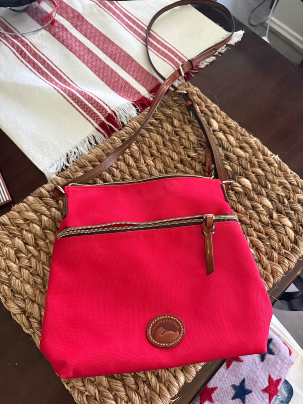 Dooney & Bourke Red Crossbody Bag with Italian Leathet Trim